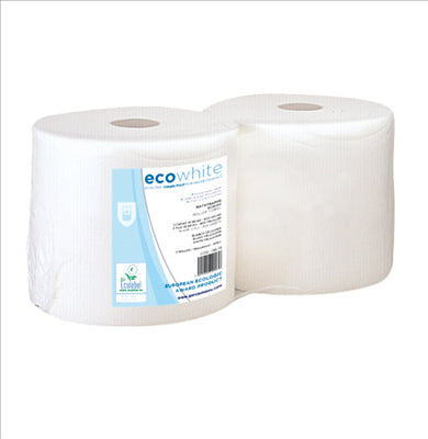 BOBINES ECOLABEL 2 PLIS - 1350 FEUILLES  19 G/M2 Ø34x26 CM BLANC OUATE (2 UNITÉS)