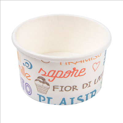 POTS À GLACES 'PAROLE' 70 ML 210 + 18 PE G/M2 Ø6,5x3,9 CM BLANC CARTON (2000 UNITÉS)