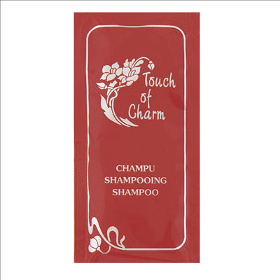 SACHETS SHAMPOOING 'TOUCH OF CHARM' 10 ML 10x5 CM BORDEAUX PET (1000 UNITÉS)