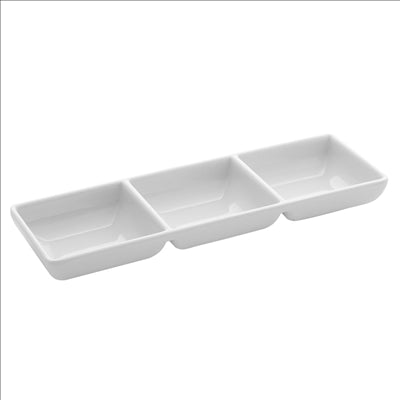 RÉCIPIENT 3 SAUCES 'ASAMI WARE' 140 gr. 22x7x2,5 CM BLANC MÉLAMINE (12 UNITÉS)