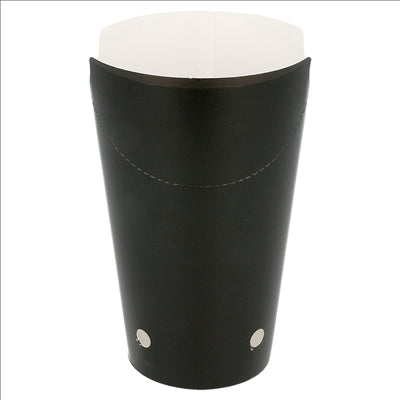 GOBELETS À FRITES AVEC FERMETURE 16 OZ - 480 ML 220 + 18PE G/M2 8,5x14 CM NOIR CARTON (50 UNITÉS)