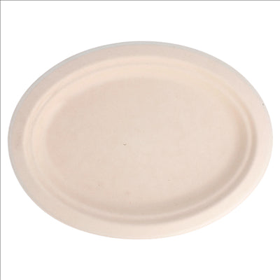 ASSIETTES OVALES 'BIONIC'  26,3x19,9x2 CM NATUREL BAGASSE (800 UNITÉS)