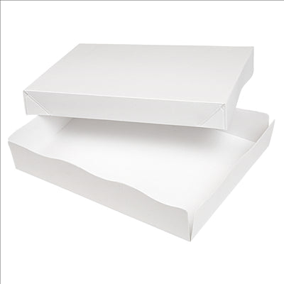 PLATEAUX + COUVERCLE 'THEPACK' 230 G/M2 23x17x4,5 CM BLANC CARTON ONDULÉ NANO-MICRO (200 UNITÉS)