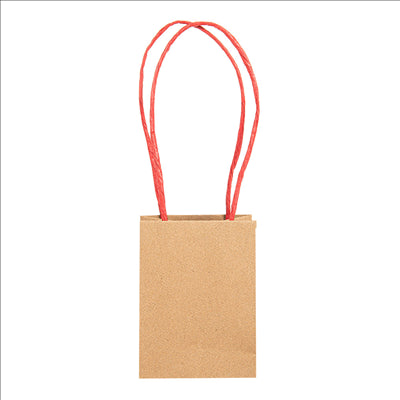 SACS SOS AVEC ANSES EN PAPIER ROUGE  110 G/M2 9+6x12 CM NATUREL KRAFT (100 UNITÉS)