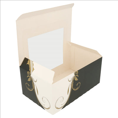 BOÎTES PÂTISSERIES AVEC FENÊTRE 'THEPACK CLASSIC' 250 G/M2 18x11x8 CM BLANC CARTON ONDULÉ NANO-MICRO (400 UNITÉS)