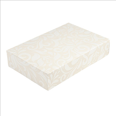 BOÎTES CATERING, PLATE 'THEPACK DAMASCO' 250 G/M2 19x28x6 CM BLANC CARTON ONDULÉ NANO-MICRO (100 UNITÉS)