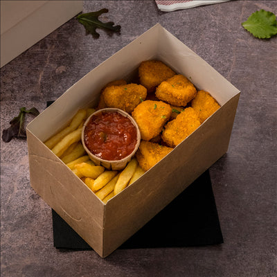 BOÎTES REPAS À EMPORTER 'THEPACK' 2 L 240 G/M2 13x23x8 CM NATUREL CARTON ONDULÉ NANO-MICRO (300 UNITÉS)