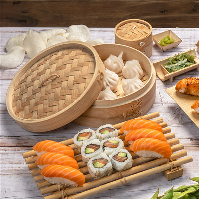 COUVERCLES MAXI DIM-SUM  Ø 20x3 CM NATUREL BAMBOU (4 UNITÉS)