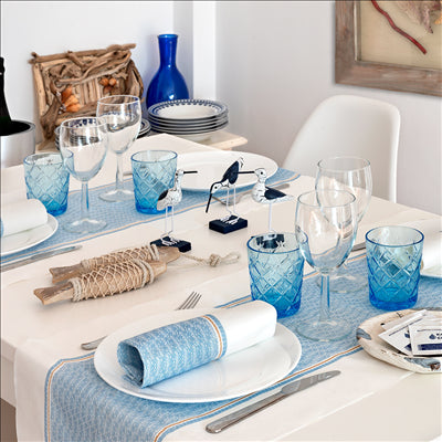 NAPPE 'LIKE LINEN - AZUR' 70 G/M2 1,20x25 M BLANC/BLEU SPUNLACE (1 UNITÉ)