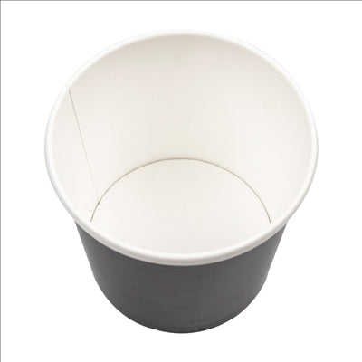 RÉCIPIENTS + COUVERCLES 780 ML - 26 oz 330 + 18 PE G/M2 Ø11,7/9,2x11 CM NOIR CARTON (250 UNITÉS)