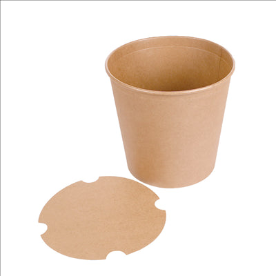 CONTAINERS POULET + COUVERCLES 5100 ML 337 + 18PE G/M2 Ø 22/16,3x20,9 CM NATUREL KRAFT (120 UNITÉS)