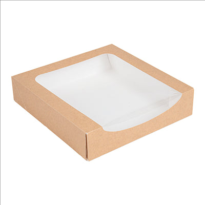 RÉCIPIENTS SUSHI+FÊNETRE 'THEPACK' 220 G/M2 + OPP 23x23x5 CM MARRON CARTON ONDULÉ NANO-MICRO (300 UNITÉS)