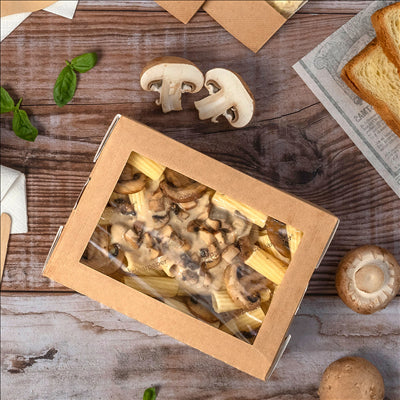 BOÎTES AVEC FENÊTRE ECO 'THEPACK' 1000 ML 220 G/M2 12x17x5,5 CM NATUREL CARTON ONDULÉ NANO-MICRO (200 UNITÉS)