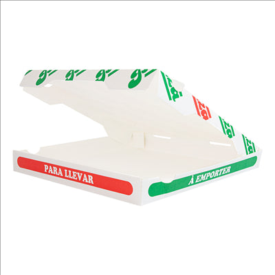 BOÎTES PIZZA 'THEPACK' 330 G/M2 32x32x3,8 CM BLANC CARTON ONDULÉ MICROCANAL (100 UNITÉS)