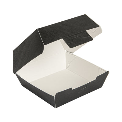 BOÎTES HAMBURGER 'THEPACK' 230 G/M2 13x12,5x6,2 CM (S) NOIR CARTON ONDULÉ NANO-MICRO (450 UNITÉS)