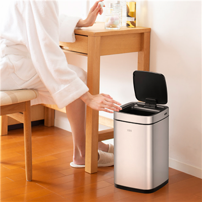 POUBELLE À DÉTECTEUR DE MOUVEMENT 12L 24,2x24,4x42,8 CM ARGENTE INOX (1 UNITÉ)