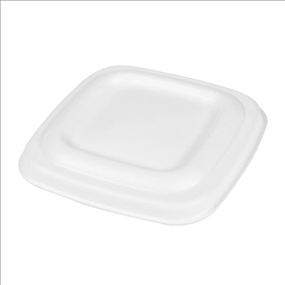 COUVERCLES POUR POTS 253.86/88/90 'BIONIC'  8x8x0,8 CM BLANC BAGASSE (600 UNITÉS)