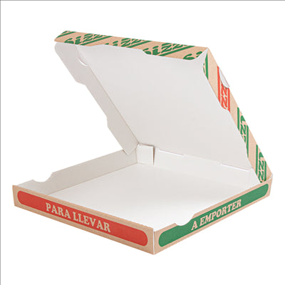 BOÎTES PIZZA 'THEPACK' 330 G/M2 24x24x3 CM NATUREL CARTON ONDULÉ MICROCANAL (100 UNITÉS)