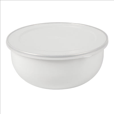 BOLS AVEC COUVERCLE 'ENAMELWARE' 1000 ML Ø 18x7,3 CM BLANC ACIER ÉMAILLÉ (6 UNITÉS)