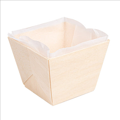 BARQUETTES BOIS + MOULES SILICONÉS 160 ML 7x7x5,5 CM NATUREL BOIS (300 UNITÉS)