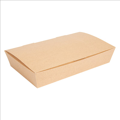 BOÎTES "LUNCH BOX" COUVERCLES 'THEPACK' 1700 ML (54 oz) 220 G/M2 27,5x16,5x5 CM NATUREL CARTON ONDULÉ NANO-MICRO (240 UNITÉS)