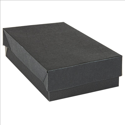 PLATEAUX + COUVERCLE 'THEPACK' 230 G/M2 19,5x11x4,5 CM NOIR CARTON ONDULÉ NANO-MICRO (200 UNITÉS)