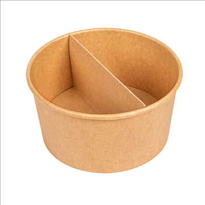 SÉPARATEUR 2 COMPARTIMENTS SALADIER 226.64  300 + 18 PE G/M2 Ø25,4/14x6,3 CM NATUREL KRAFT (600 UNITÉS)