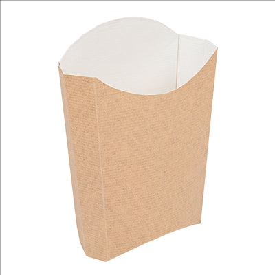 BOÎTES À FRITES JUMBO 'THEPACK' 165 G 220 G/M2 13,5x8,5x16 CM NATUREL CARTON ONDULÉ NANO-MICRO (1200 UNITÉS)