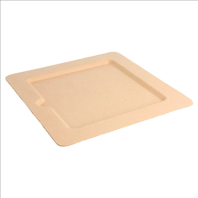 ASSIETTES CARRÉES 'BIONIC'  20x20x1 CM NATUREL BAGASSE (200 UNITÉS)