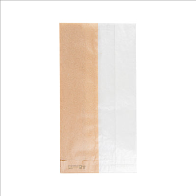 SACHETS POUR SANDWICHES AVEC FENÊTRE ECO 'CORNER WINDOW' 40 G/M2 14+8x26 CM NATUREL PARCH.INGRAISSABLE (250 UNITÉS)