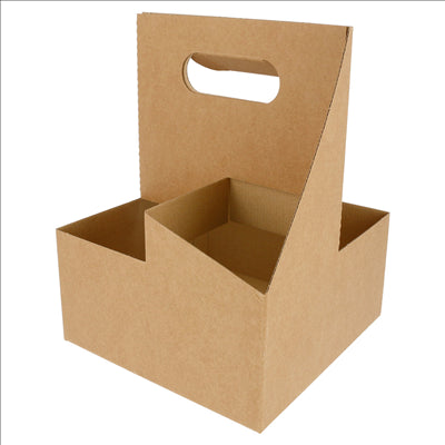 PORTE-GOBELETS, 4 GOBELETS  330 G/M2 18x18x24 CM NATUREL CARTON ONDULÉ MICROCANAL (200 UNITÉS)