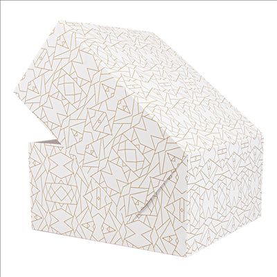 BOÎTES PATISSERIES SANS FENÊTRE 'THEPACK DECO' 250 G/M2 24x24x12 CM BLANC CARTON ONDULÉ NANO-MICRO (50 UNITÉS)