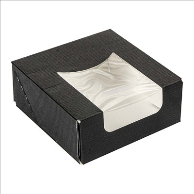 RÉCIPIENTS SUSHI +FÊNETRE 'THEPACK' 230 G/M2 + OPP 10x10x4 CM NOIR CARTON ONDULÉ NANO-MICRO (400 UNITÉS)