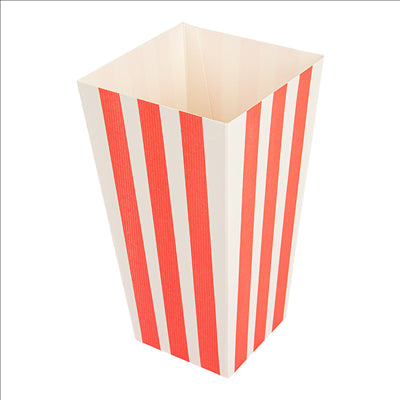 RECIPIENTS POP-CORNS 'THEPACK STRIPES' 2 L 230 G/M2 8x11x20,5 CM BLANC CARTON ONDULÉ NANO-MICRO (600 UNITÉS)