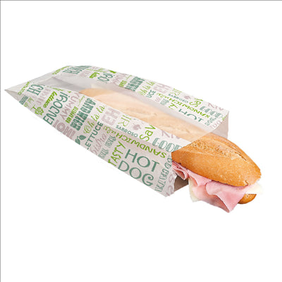 SACHETS BAGUETTE ROND AVEC FENÊTRE ECO 'PAROLE' 32 G/M2 9+6x35 CM BLANC PARCH.INGRAISSABLE (250 UNITÉS)