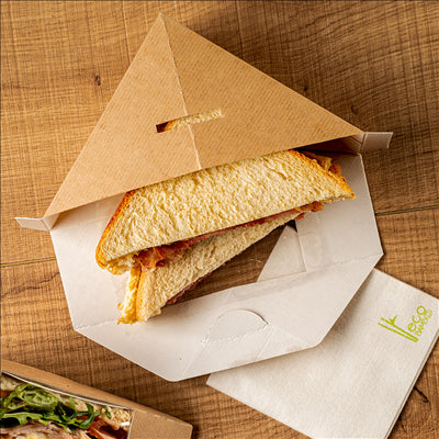 BOÎTES SANDWICH AVEC FENÊTRE - SIMPLE 'THEPACK' 220 G/M2 + OPP 12,4x12,4x5,5 CM NATUREL CARTON ONDULÉ NANO-MICRO (500 UNITÉS)