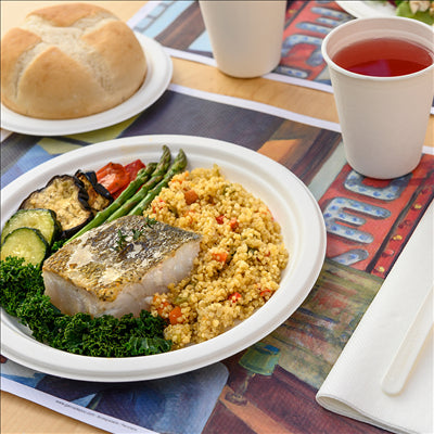 ASSIETTES 'BIONIC'  Ø 23x2 CM BLANC BAGASSE (1000 UNITÉS)