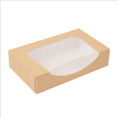 RÉCIPIENTS SUSHI+FÊNETRE 'THEPACK' 220 G/M2 + OPP 19,7x12x4,5 CM MARRON CARTON ONDULÉ NANO-MICRO (400 UNITÉS)