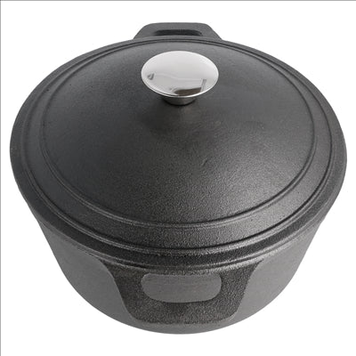 COCOTTE RONDE AVEC COUVERCLE 4800 ML Ø 25,5(33)x12,5 CM NOIR FER (2 UNITÉS)