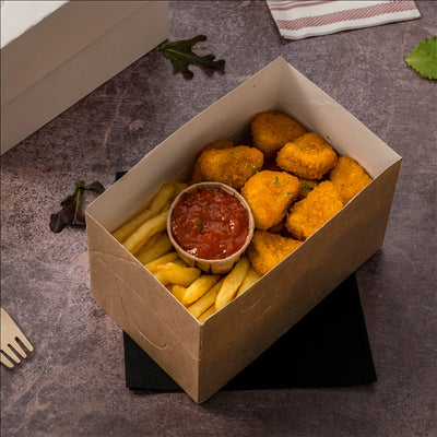 BOÎTES REPAS À EMPORTER 'THEPACK' 2 L 250 G/M2 13x23x8 CM BLANC CARTON ONDULÉ NANO-MICRO (300 UNITÉS)