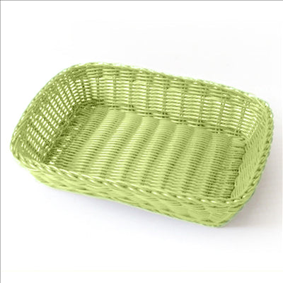 CORBEILLES SIMILAIRE OSIER RECTANGULAIRES  30x22x7 CM VERT ANIS PP (12 UNITÉS)