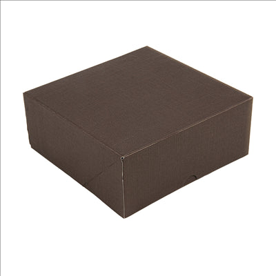 BOÎTES PATISSERIES SANS FENÊTRE 'THEPACK' 250 G/M2 18x18x7,5 CM CHOCOLAT CARTON ONDULÉ NANO-MICRO (200 UNITÉS)