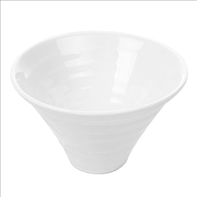 BOLS CONIQUES STRIÉS 160 ML  Ø9,5x6,5 (h) CM BLANC PORCELAINE (6 UNITÉS)