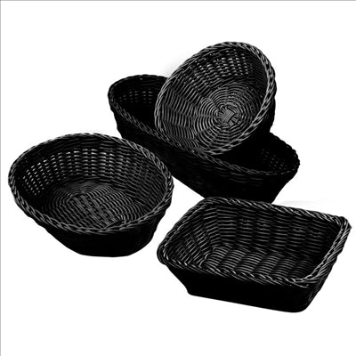 CORBEILLES SIMILAIRE OSIER RONDES  Ø 20x8 CM NOIR PP (12 UNITÉS)