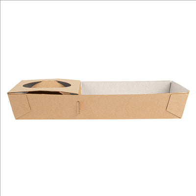 PLATEAUX REPAS À EMPORTER 1 VERRE+1 COMPART. 'THEPACK' 280 G/M2 25x12x4 CM NATUREL CARTON ONDULÉ NANO-MICRO (400 UNITÉS)