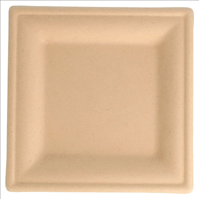 ASSIETTES CARRÉES 'BIONIC'  16x16x1 CM NATUREL BAGASSE (1000 UNITÉS)