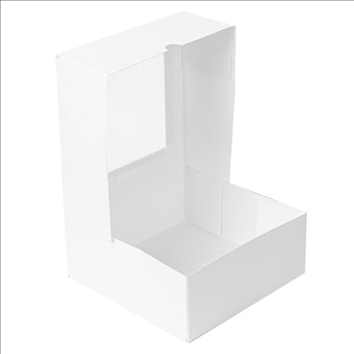 BOÎTES PATISSERIES AVEC FENÊTRE 'THEPACK DECO' 250 G/M2 + OPP 18x18x7,5 CM BLANC CARTON ONDULÉ NANO-MICRO (50 UNITÉS)