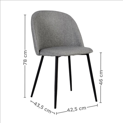 CHAISE 'SUPRA-TEK'  52x50x78 CM GRIS POLYESTER (4 UNITÉS)