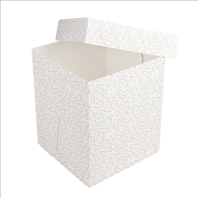BOÎTES PATISSERIES HAUTES SANS FENÊTRE 'THEPACK DECO' 330 G/M2 25,4x25,4x30,5 CM BLANC CARTON ONDULÉ MICROCANAL (30 UNITÉS)