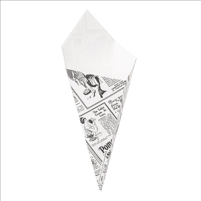 CORNETS FRITES 'THEPACK TIMES' 250 G 230 G/M2 15,7x26,8 CM BLANC CARTON ONDULÉ NANO-MICRO (1200 UNITÉS)